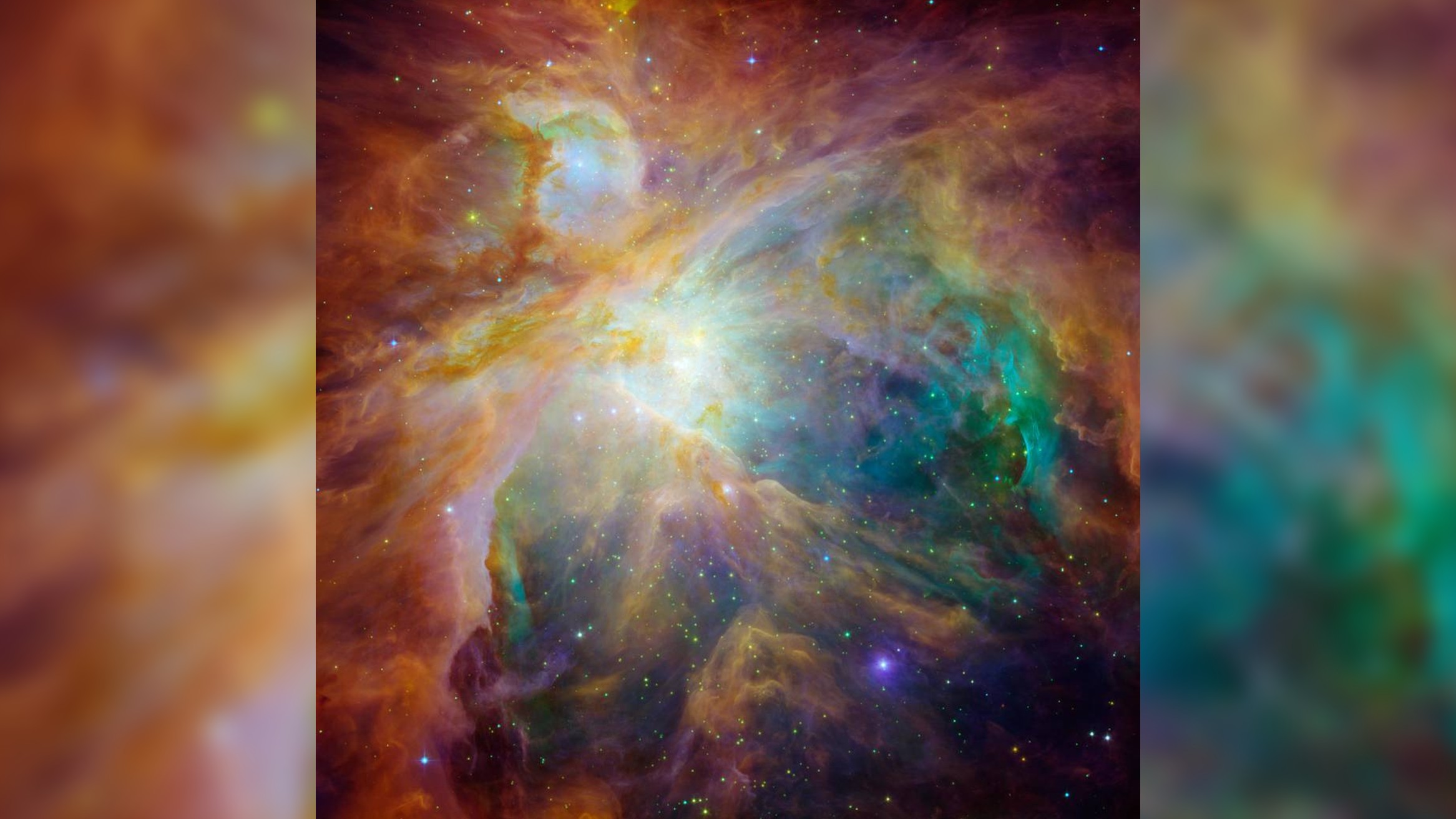 An image of the Orion Nebula taken by the Hubble Space Telescope